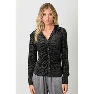 Burn-Out Velvet Gathered Fitted Top